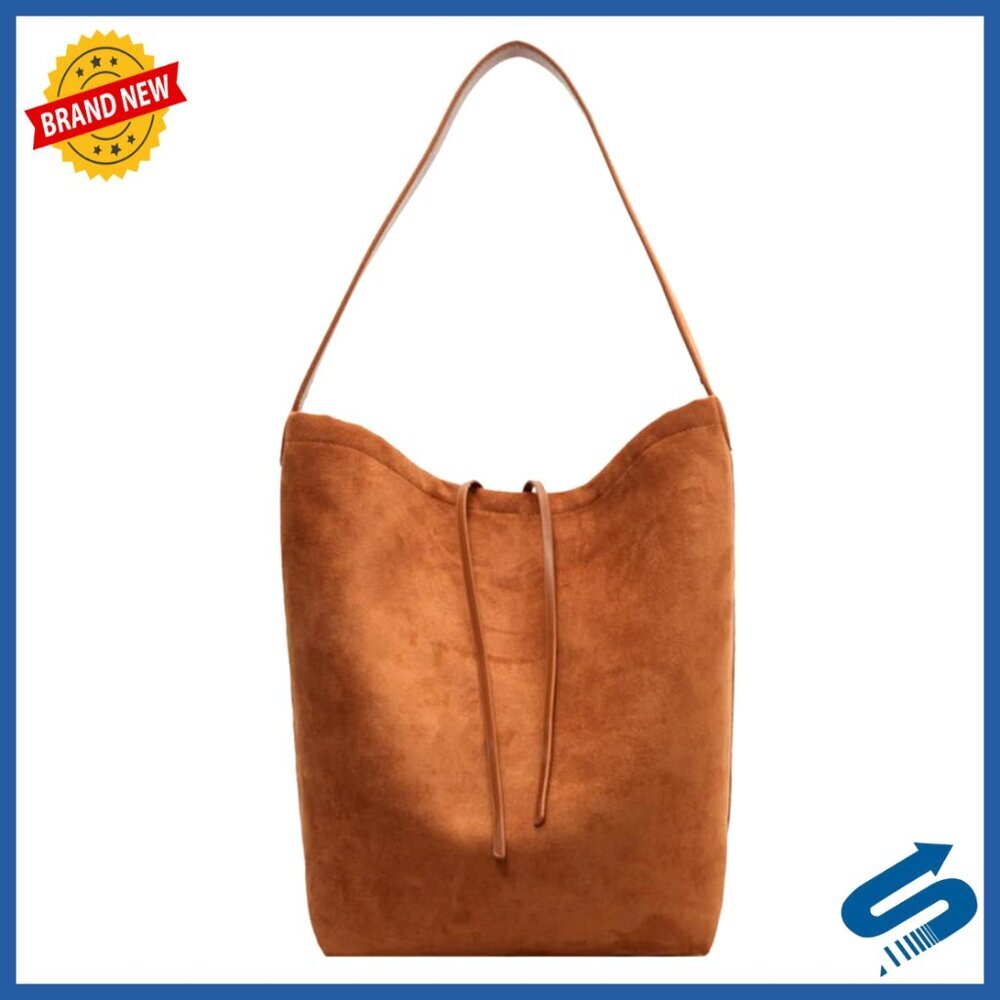 Vegan Leather Suede Hobo Bucket Tote Y2K Designer Handbag Large Shoulder Bag